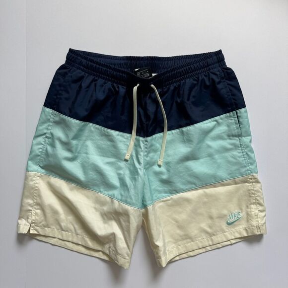 Nike Colorblock Quick Dry Woven Swim Shorts Blue CJ4488-382 Size Medium - Picture 1 of 5